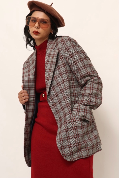Blazer xadrez forrado classico vintage