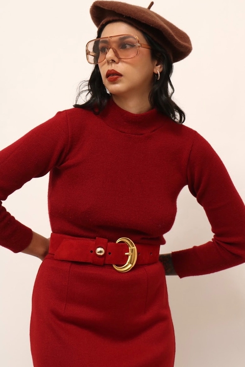 blusa tricot marsala golinha vintage