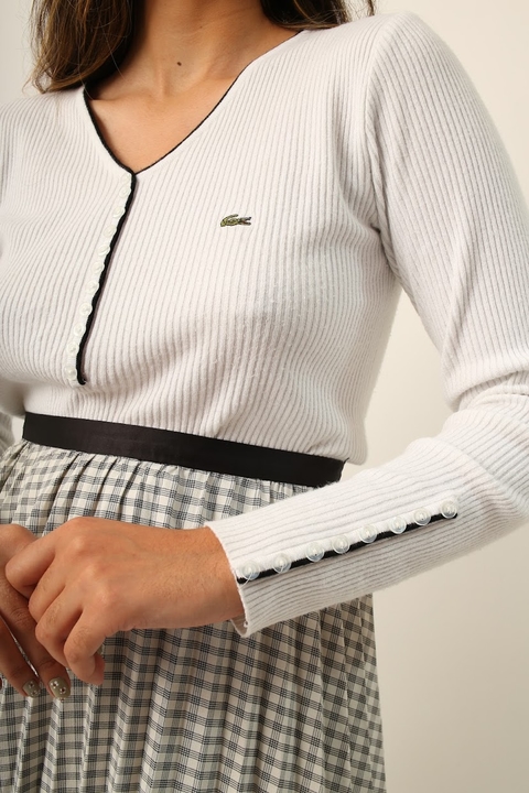Blusa LACOSTE manga longa canelada