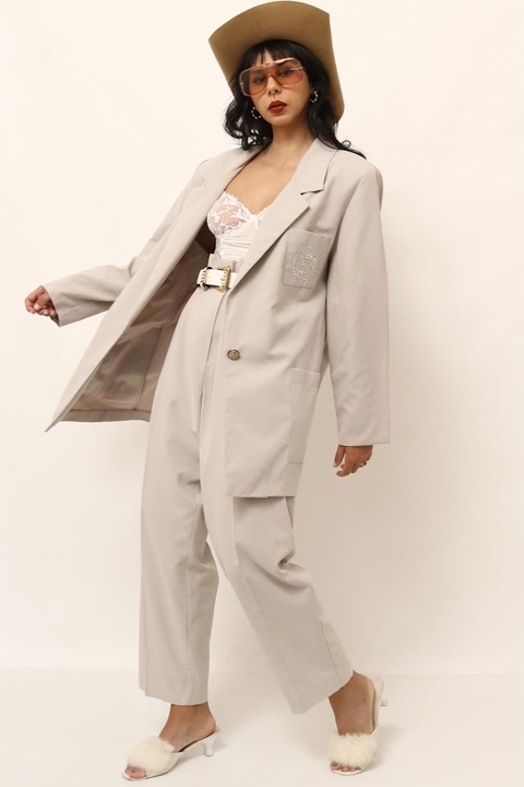 conjunto calça + blazer aveludado vintage