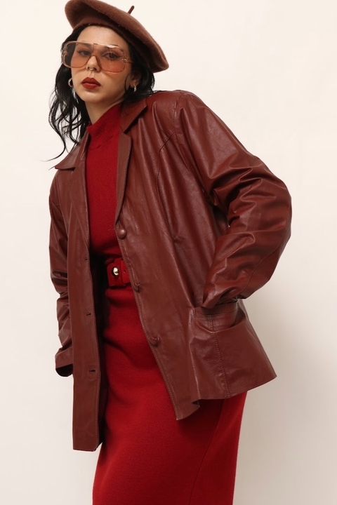 Blazer 100 % couro forrado vintage