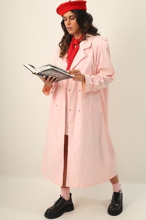 Trench Coat rosa candy forrado