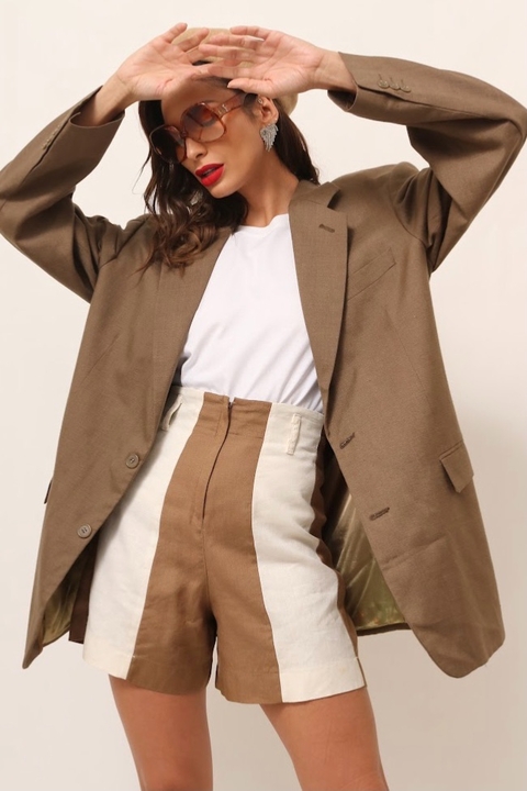 blazer vintage bege forrado