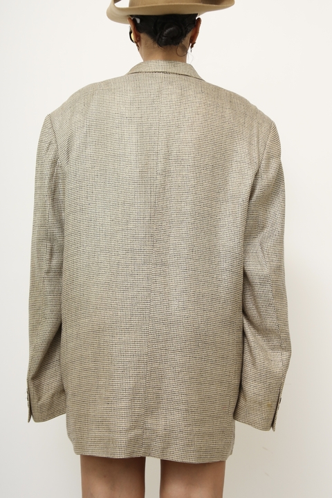 Maxi blazer xadrez forrado oliva - Capichó Brechó