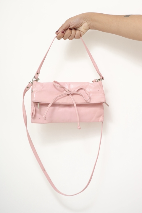 Bolsa rosa 100% couro dupla alça