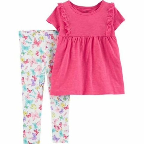 Set 2 piezas Remera manga corta y Calza con Mariposas