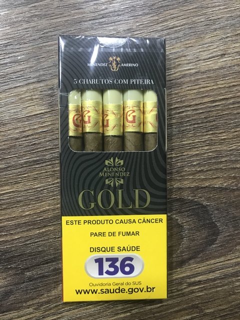 Charuto Alonso Menendez Gold C/ piteira- 5 unidades
