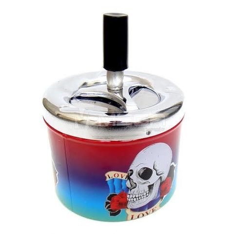 Cinzeiro de Metal com Tampa Caveira Pequeno