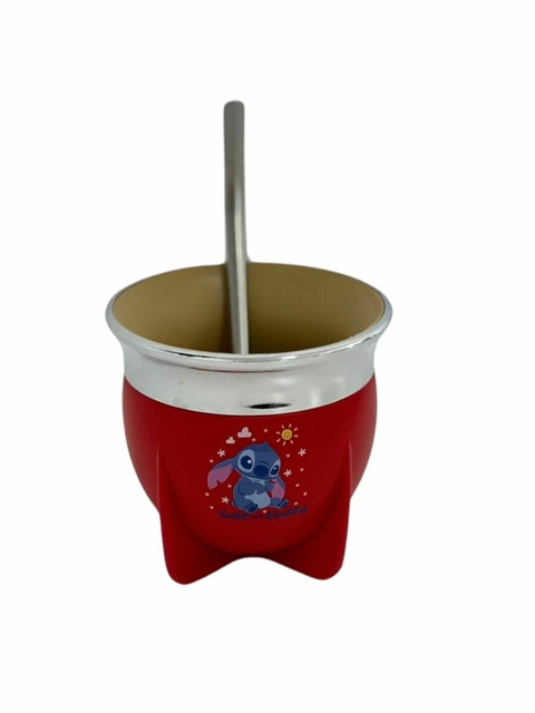 MATE PAMPA TRADICIONAL STITCH CUTE AND FLUFFY BOCA ABIERTA ROJO - comprar online
