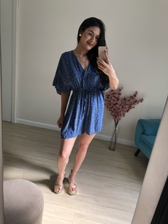 Macaquinho Boho - Azul floral - comprar online