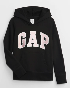 Buzo "Gap". Canguro negro con logo rosa brilloso - comprar online