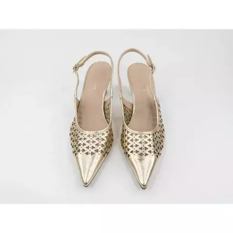 Scarpin Couro Gianna Slingback Lialine Ouro Light