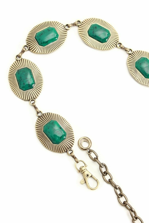 Cinto Metal com Pedra Verde