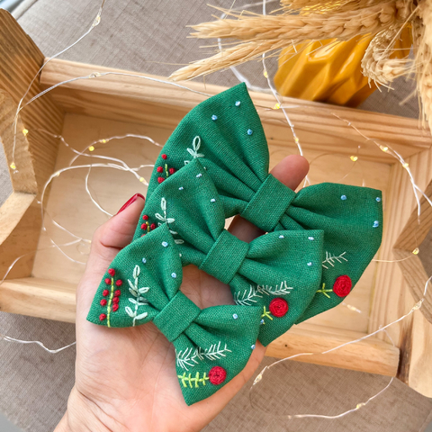 Laço Verde Flores e folhas (unidade)