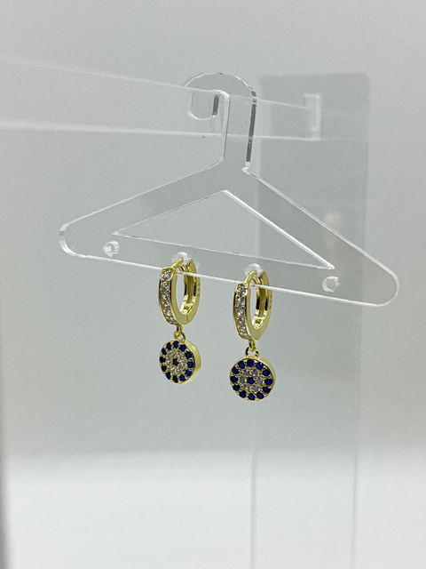 Argollas Dije Ojo Turco Bold Gold 12mm - Unidad