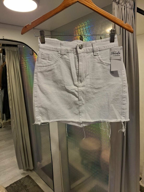 Pollera desflecada blanca - comprar online