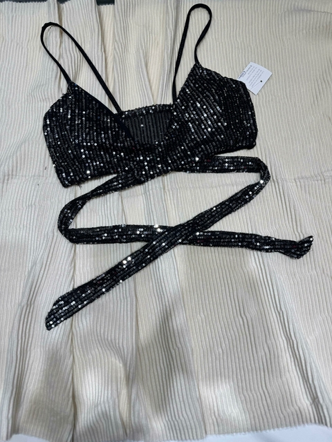 Top cruzado lentejuelas - comprar online