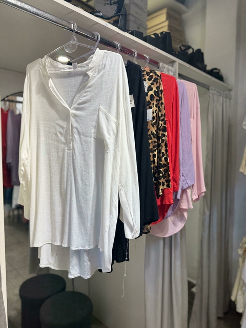 Camisa cuello mao de lino - comprar online