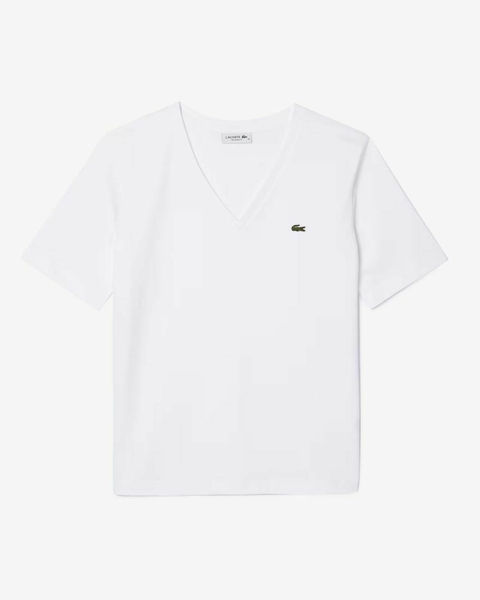 REMERA DE MUJER DE ALGODÓN PIMA CON CUELLO DE PICO LACOSTE - TF 0899 - 001