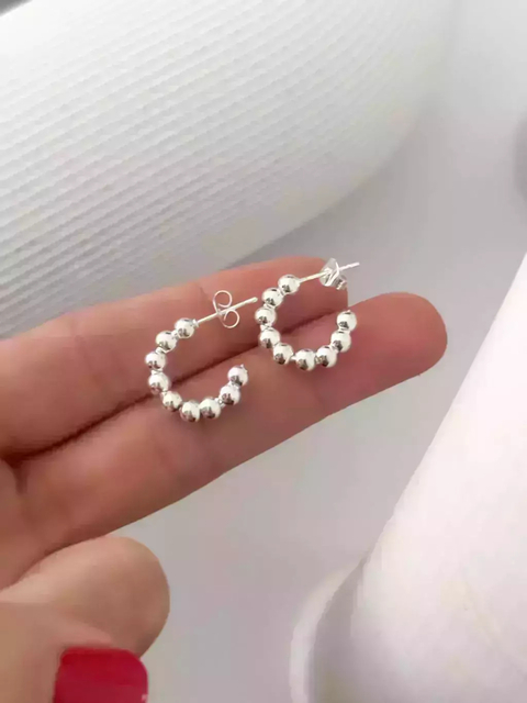 Semi Argolla Pelotitas Blanco BAR295 x3- No acumula descuento