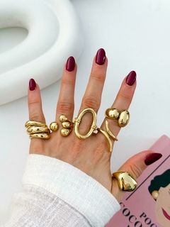 PACK X3 ANILLOS CHUNKY ACERO DORADO CD833 - comprar online