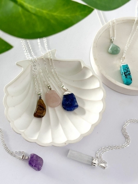 Pack x5 Collares de Ac Blanco Piedras CD16 - No acumula descuento