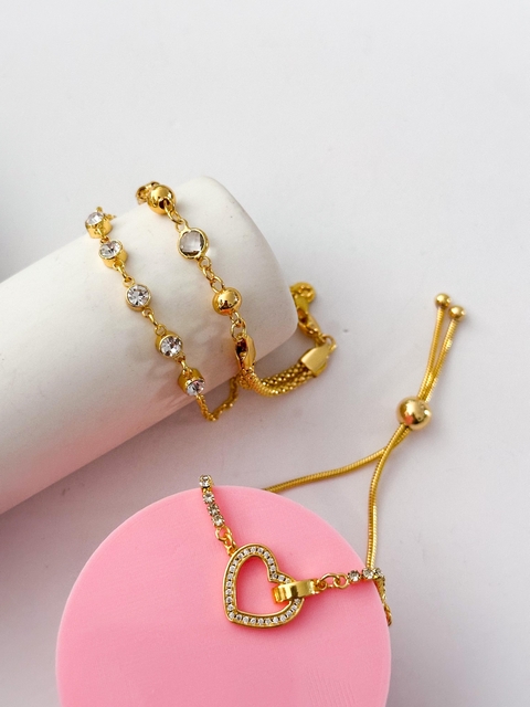 PACK x3 PULSERAS PREMIUM ACERO DORADO CD443