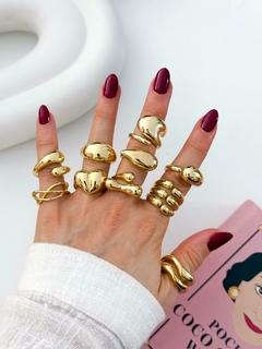 PACK X3 ANILLOS CHUNKY ACERO DORADO CD833 - comprar online