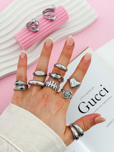 PACK X3 ANILLOS CHUNKY ACERO QUIRURGICO CD762 - comprar online
