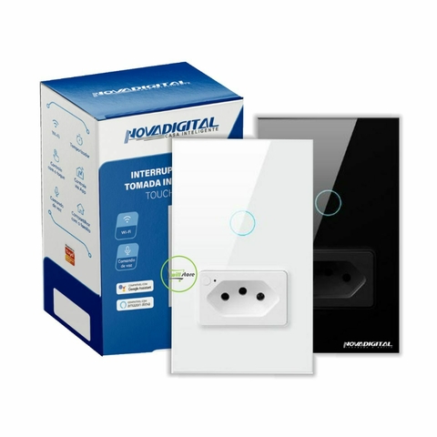 Interruptor Touch 1 Botão com Tomada Wi-Fi Novadigital - Tuya
