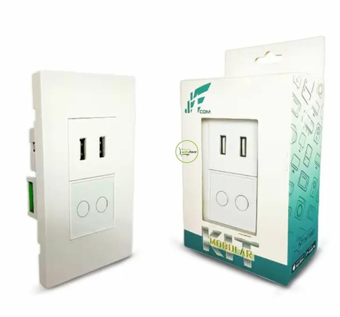 Interruptor Touch Wifi 02 Botões Com Tomada USB Jwcom Tuya