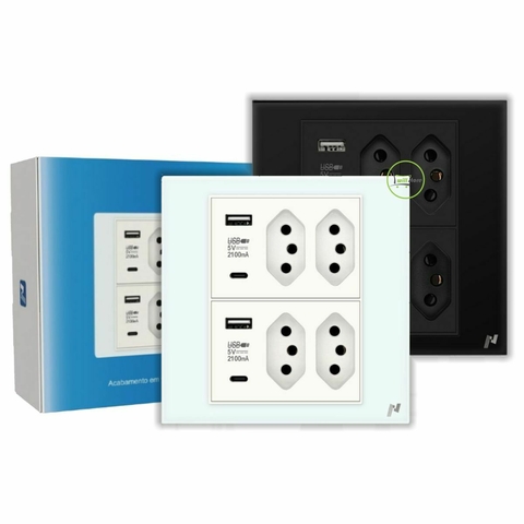 Tomada de Embutir 4x4 com Tomadas + USB + USB-C Novadigital - comprar online