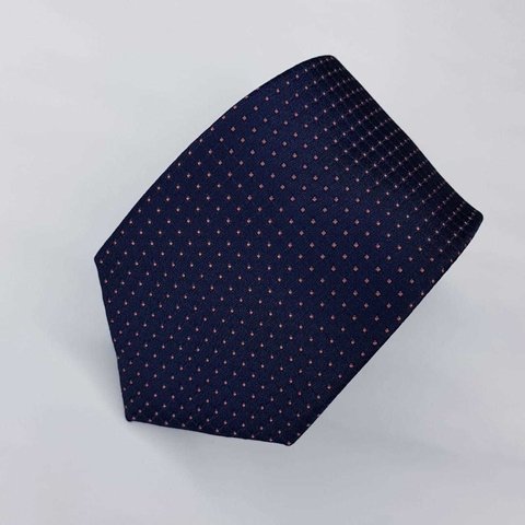 Gravata Semi-Slim Jacquard Azul Escuro com Quadrados