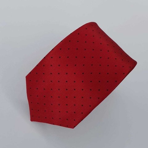 Gravata Slim Jacquard Vermelha com Bolinhas