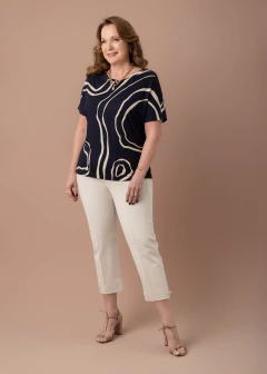 Calça Cleusa Capri bege - Cleusa Boutique