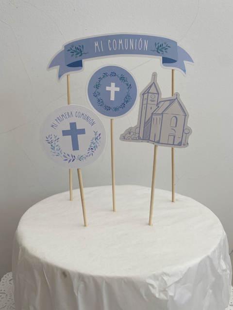 Pack de toppers comunion (celeste)