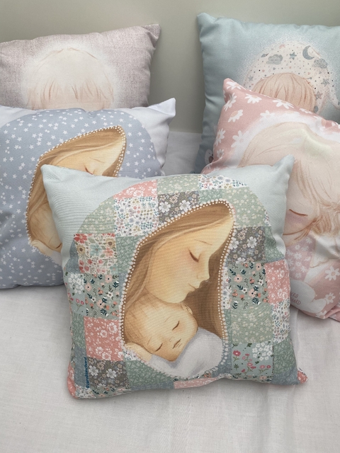 Almohadon Virgen con el niño flores