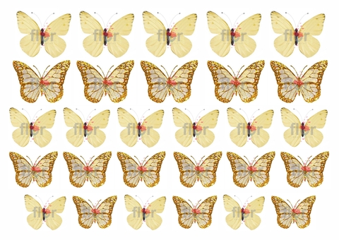 Mariposas Beige doradas Lámina comestible