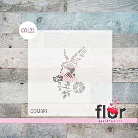 Stencil Colibrí flores COL22