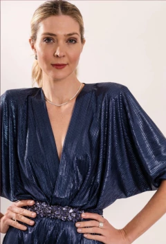 Vestido Griselda cruzado manga 3/4 con hombreras - GARAGE 3117