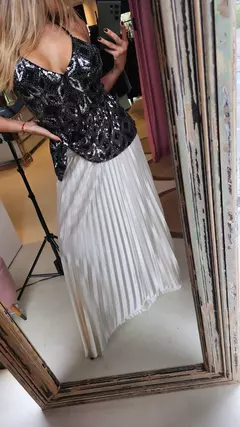 Falda Victa plisada seda cintura elastizada - GARAGE 3117