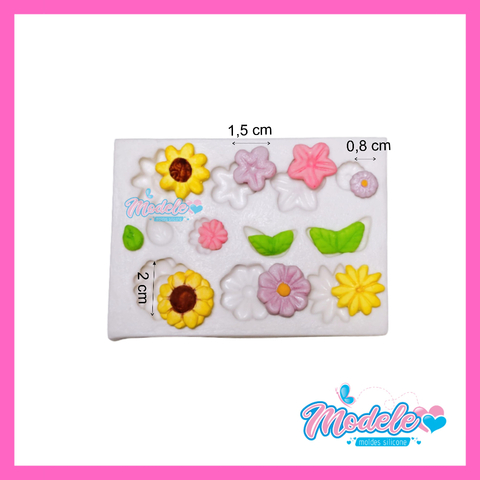 MOLDE DE SILICONE CONFEITARIA BISCUIT - PRIMAVERA FLORES FOLHAS JARDIM - comprar online