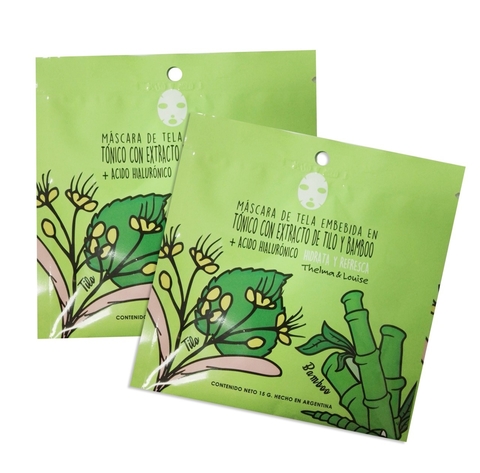 12 x MASCARA FACIAL DE TELA CON TILO Y BAMBOO