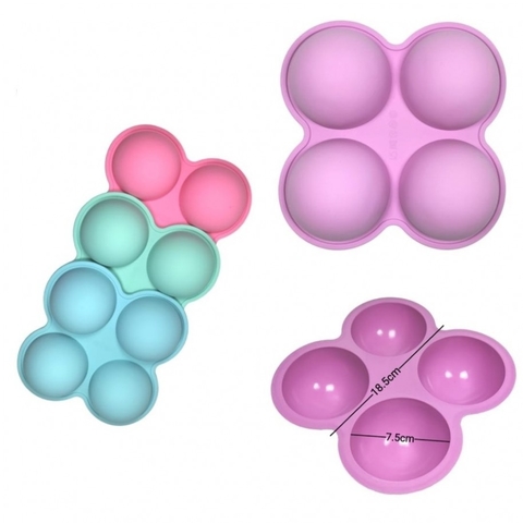 Molde Silicona x 4 Semi esferas x 7,5cm