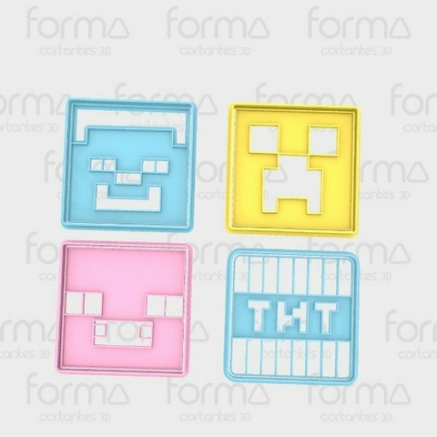 Set x 1 Cortante + 4 sellos MINECRAFT 8cm