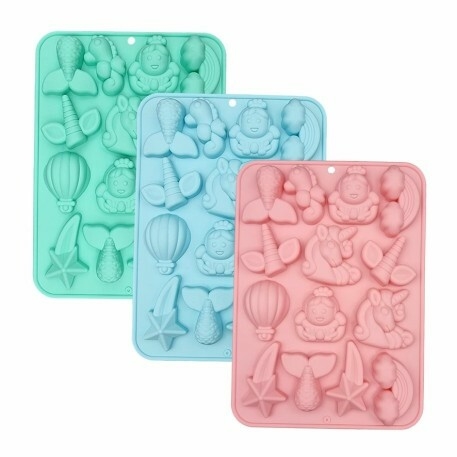 Molde de Silicona x 14 figuras Unicornio Sirena