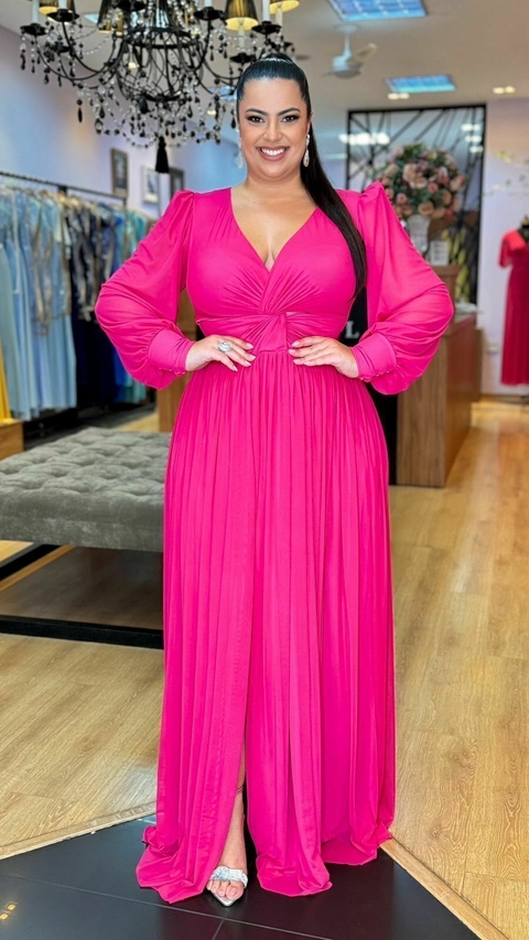 Vestido em tule Gabriele Pink Plus
