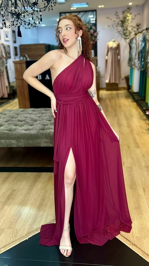 Vestido em Microtule Manuelly Marsala (Multiformas)