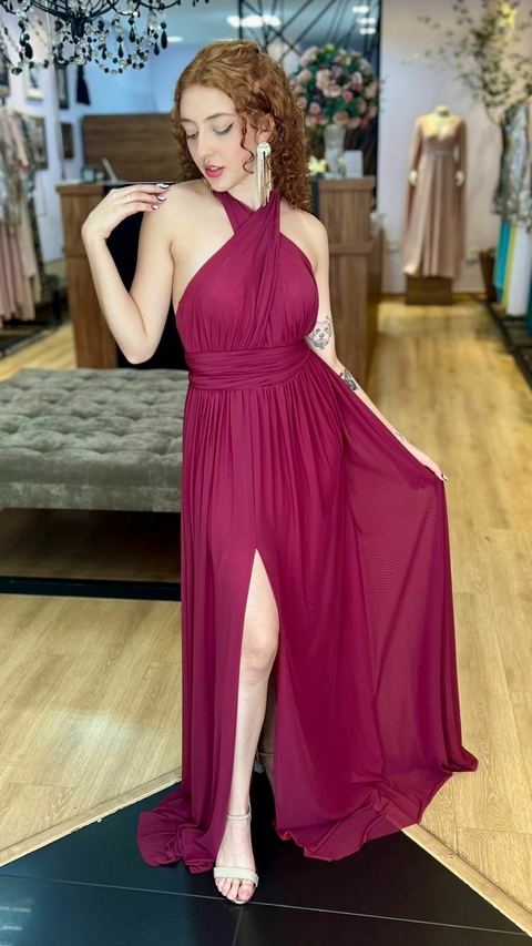 Vestido em Microtule Manuelly Marsala (Multiformas)