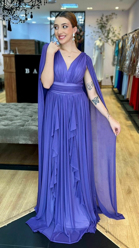 Vestido em tule Iris Violeta (Capa Removível)